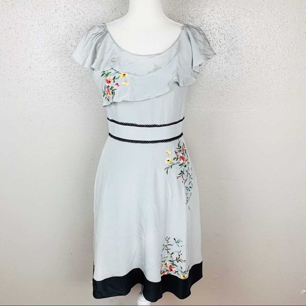 Anthro Floreat Silk Cold Climate Garden Dress 2 - Picture 1 of 7